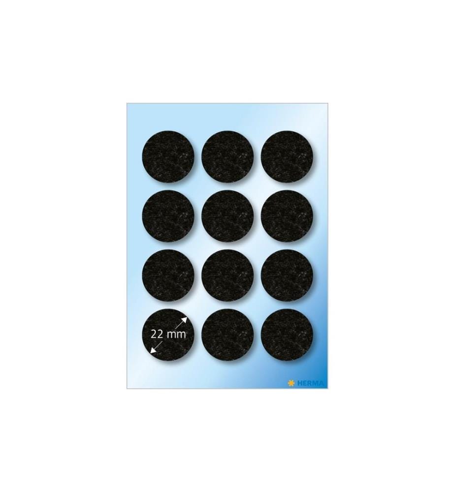 HERMA - Stickers Patins en feutre Ø 22 mm, noir, 12 pièces