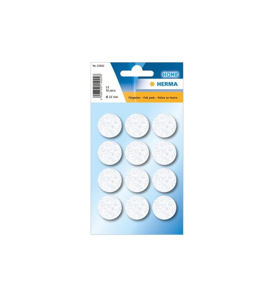 HERMA - Stickers Patins en feutre Ø 22 mm, blanc, 12 pièces