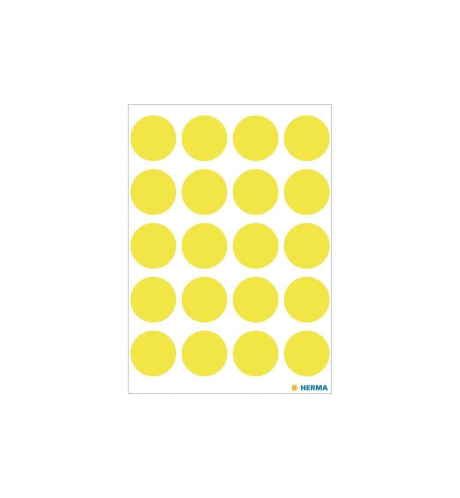 HERMA - Stickers Pastilles adhésives Vario Ø 19 mm, jaune néon