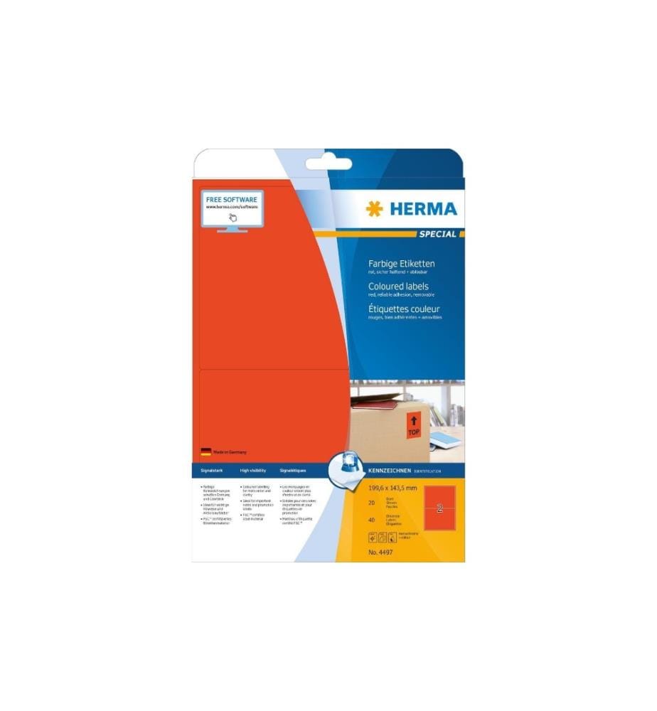 HERMA - Universal-Etiketten 4497 Rot, 40 Etiketten