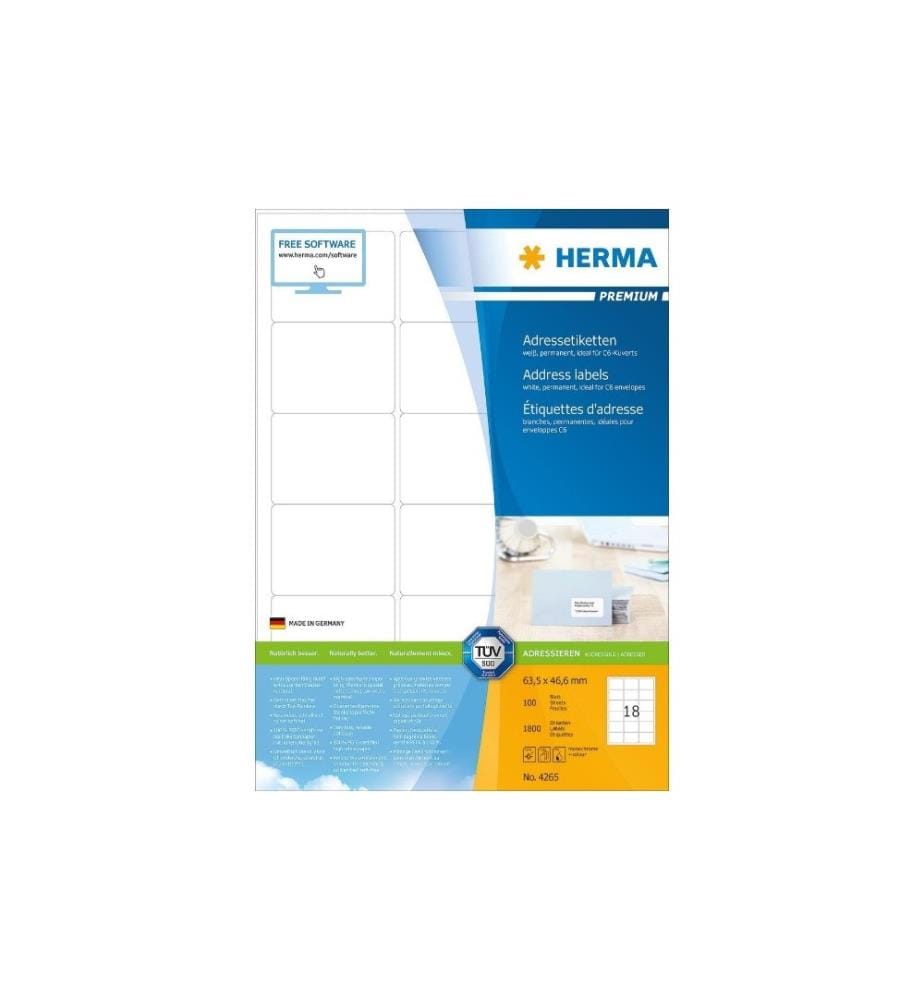 HERMA - Étiquettes d'adresse 4265 A4 Blanc, 100 feuilles
