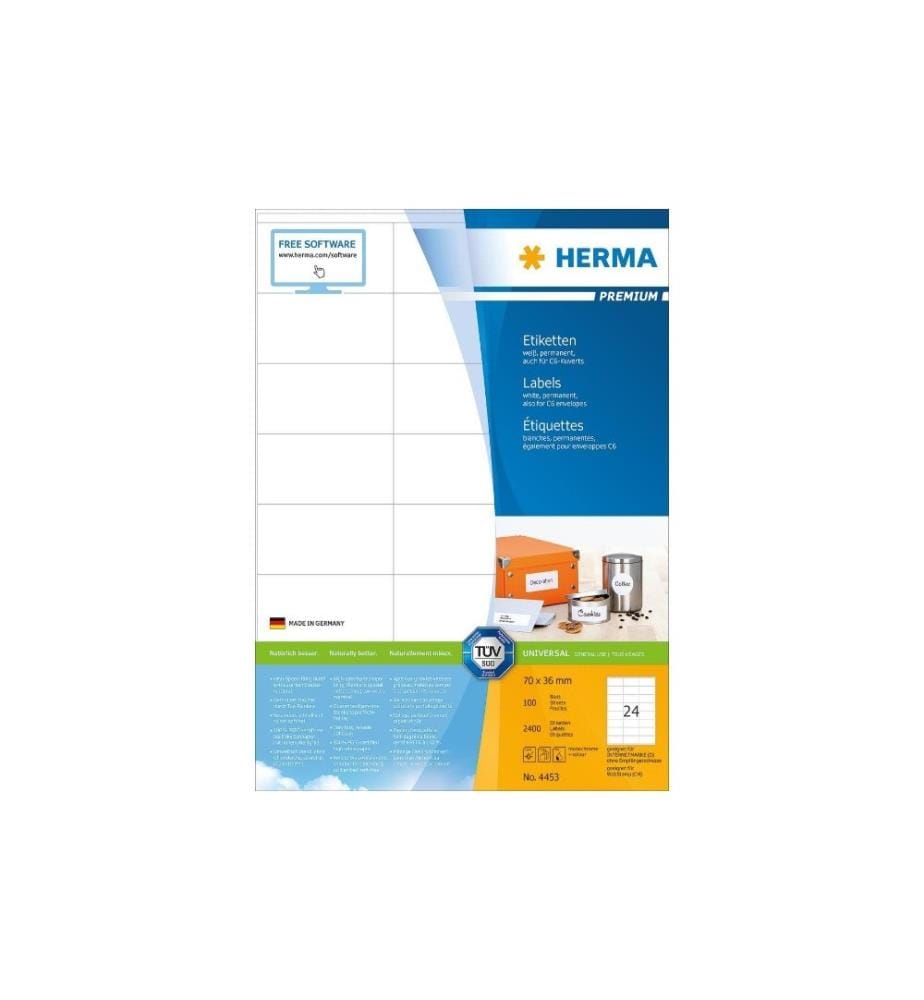 HERMA - Vielzweck-Etiketten Premium A4 70 x 36 mm, Weiss