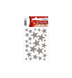 HERMA - Stickers Weihnachtssticker Sterne 1 Blatt à 27 Sticker, Silber