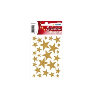 HERMA - Stickers Weihnachtssticker Sterne 1 Blatt à 27 Sticker, Gold