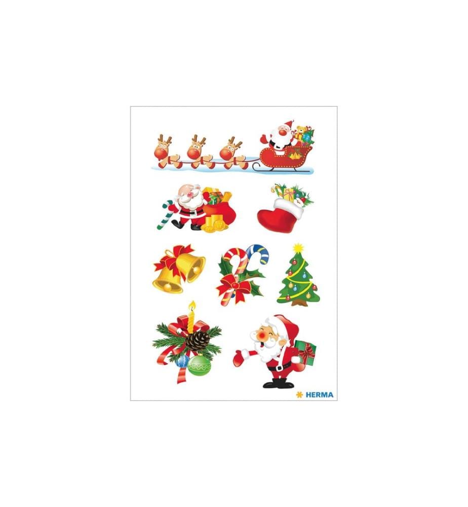 HERMA - Stickers Autocollants de Noël Santa Claus 3 feuilles de 24 autocollants