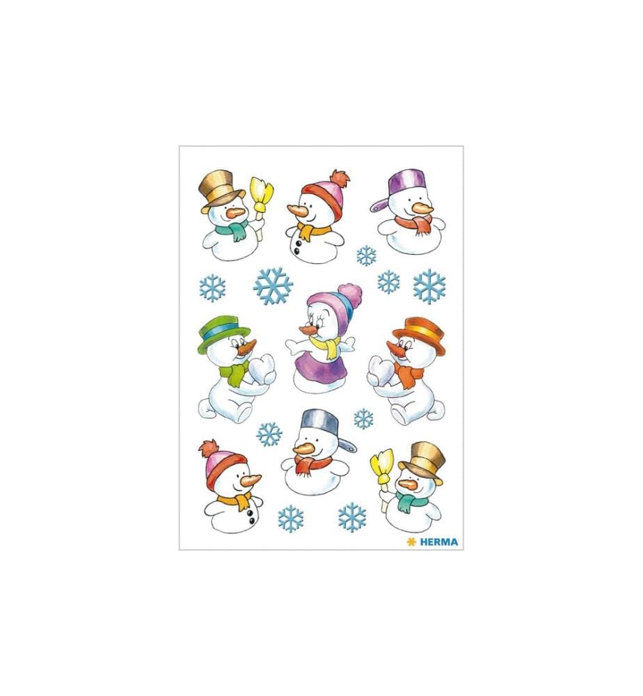HERMA - Stickers Weihnachtssticker Schneemänner 3 Blatt à 27 Sticker