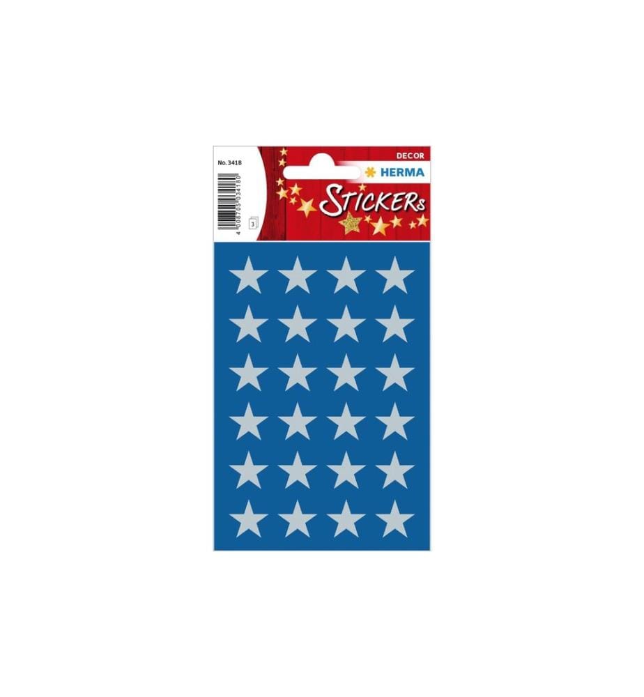 HERMA - Stickers Autocollants de Noël Étoiles 3 feuilles à 72 autocollants, argent