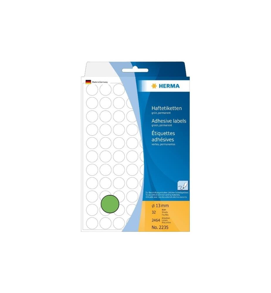 HERMA - Vielzweck-Etiketten 2235 Ø 13 mm, 32 Blatt, Grün