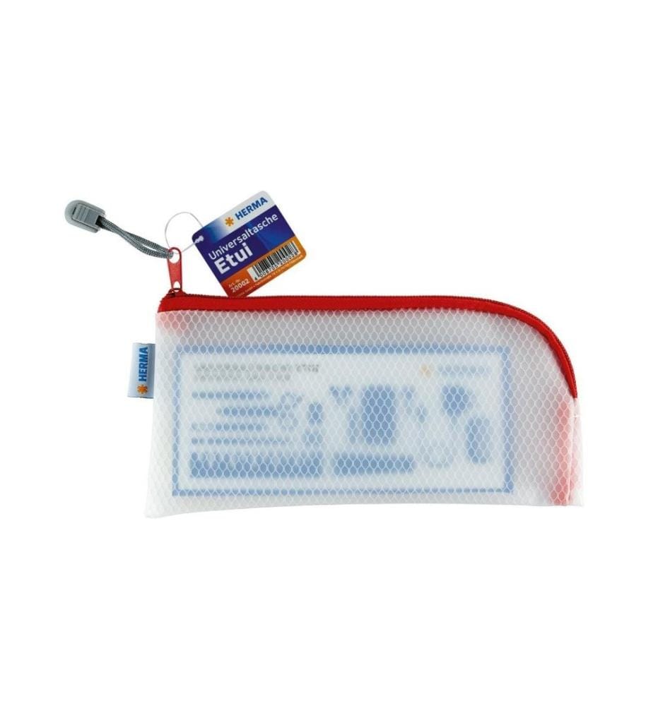 HERMA - Étui Mesh Bag 23 x 11 cm, Rouge / Blanc