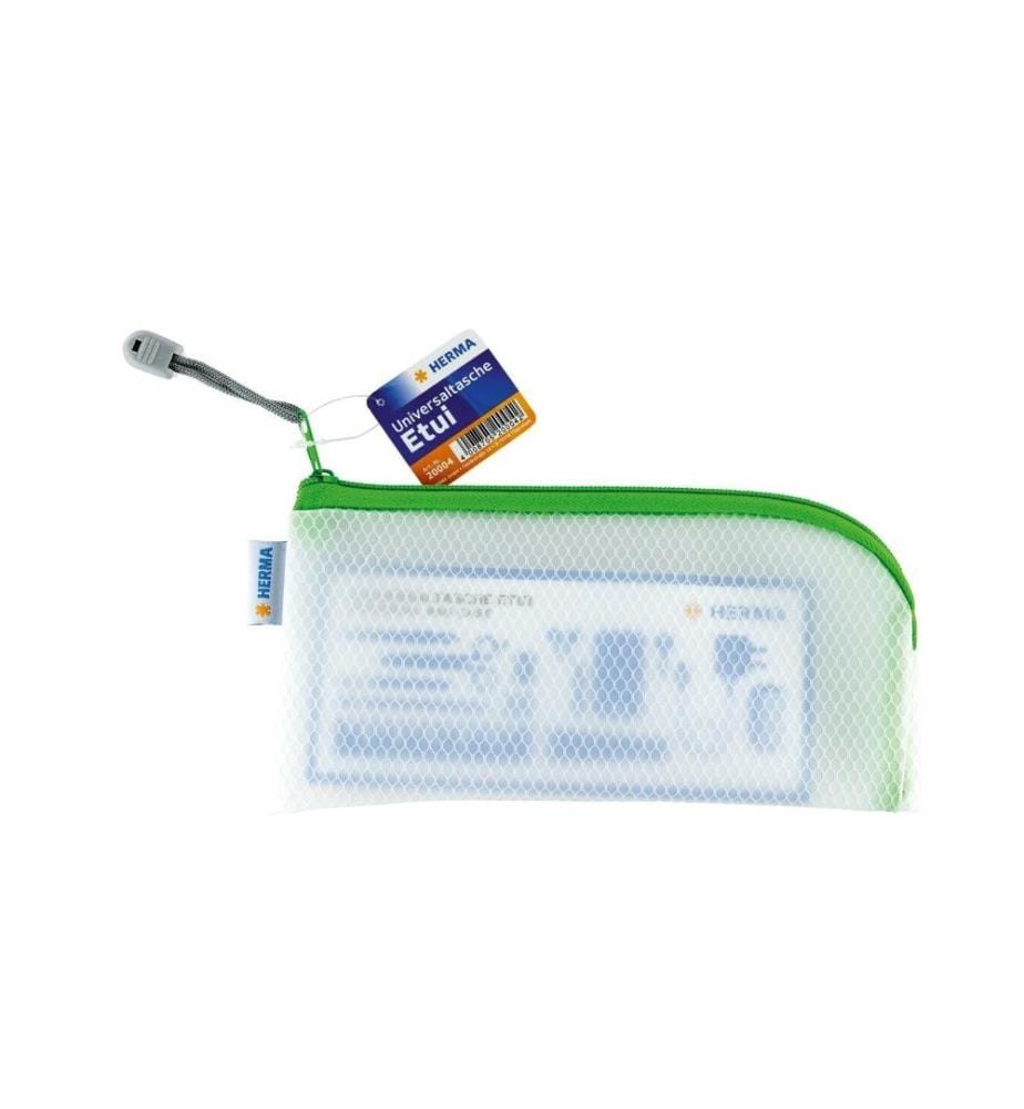 HERMA - Étui Mesh Bag 23 x 11 cm, vert / blanc