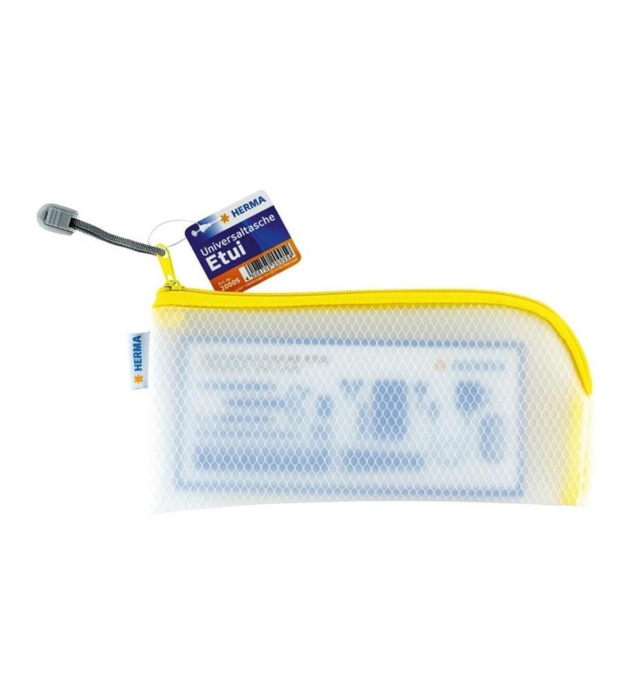 HERMA - Étui Mesh Bag 23 x 11 cm, Jaune / Blanc