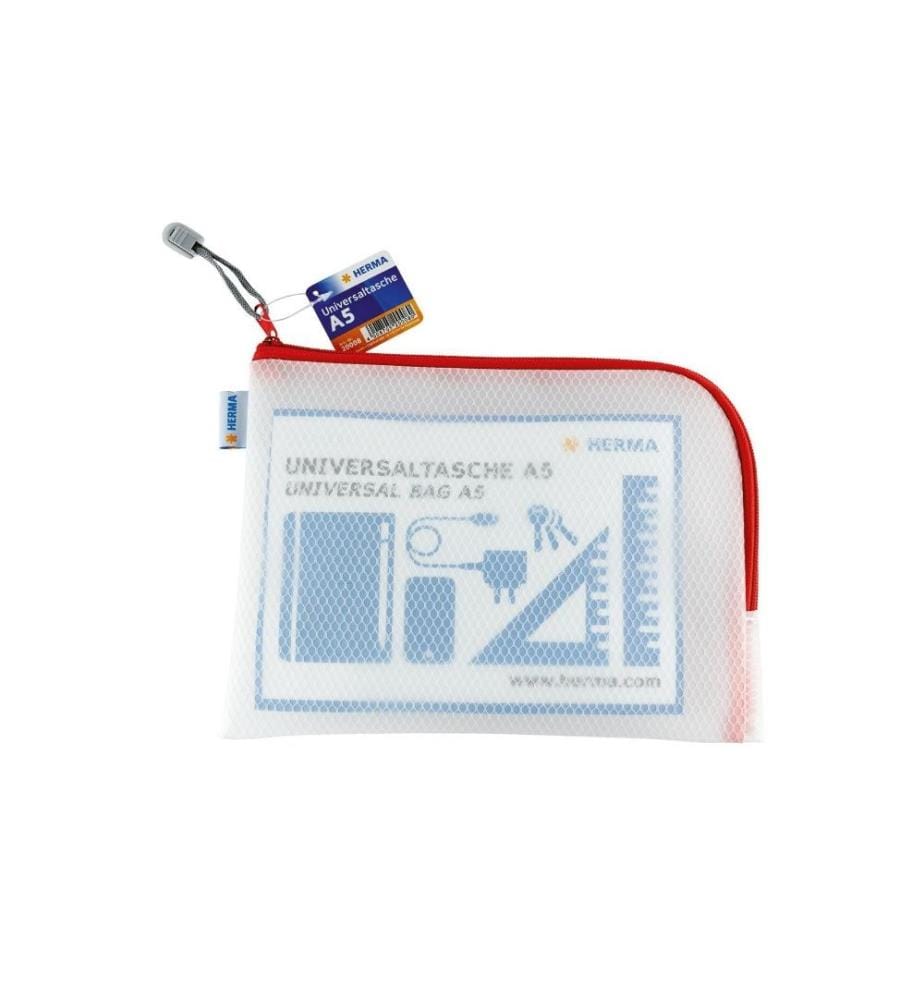 HERMA - Étui Mesh Bag 26 x 20 cm, Rouge / Blanc