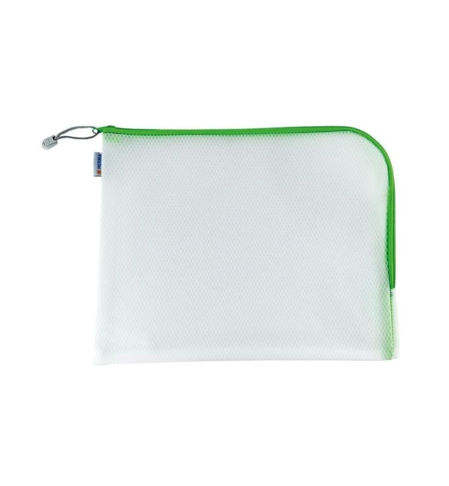 HERMA - Étui Mesh Bag 36 x 28 cm, vert / blanc