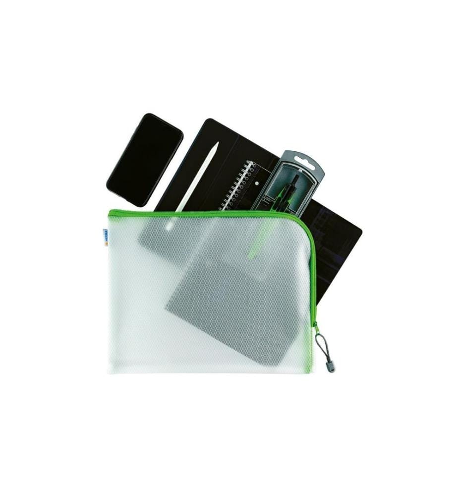 HERMA - Étui Mesh Bag 36 x 28 cm, vert / blanc