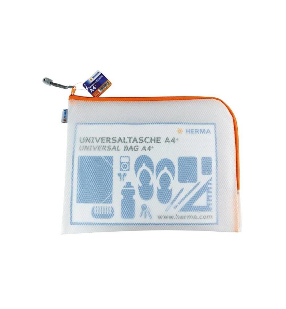 HERMA - Étui Mesh Bag 36 x 28 cm / Orange / Blanc