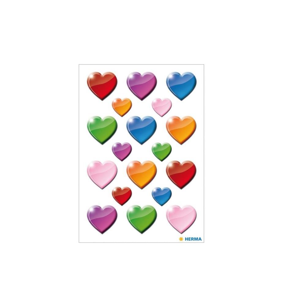 HERMA - Stickers Motivsticker Bunte Herzen 54 Stück Mehrfarbig