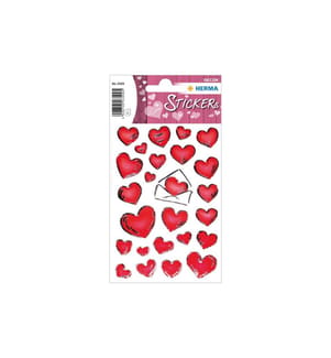 HERMA - Stickers 3D-Sticker Herzen mit Silberprägung 50 Stück Rot