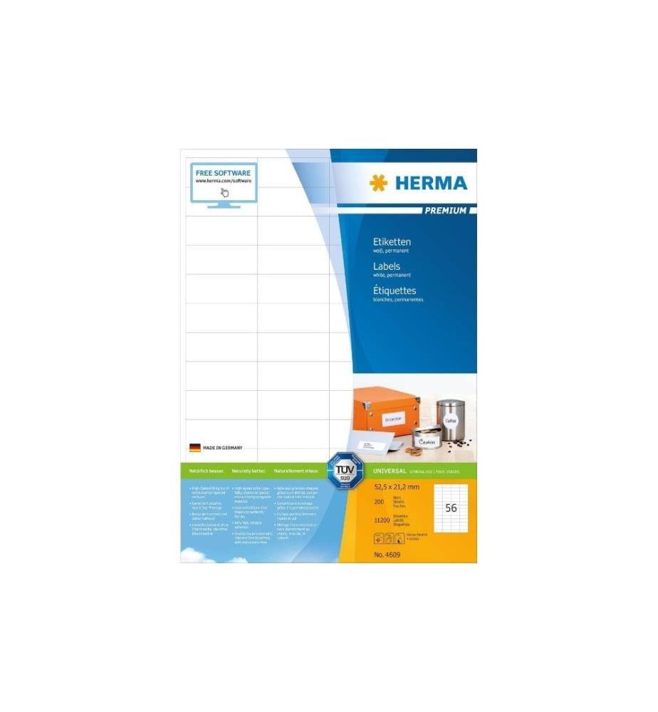 HERMA - Universal-Etiketten Premium 4609 52.5 x 21.2 mm, 200 Blatt