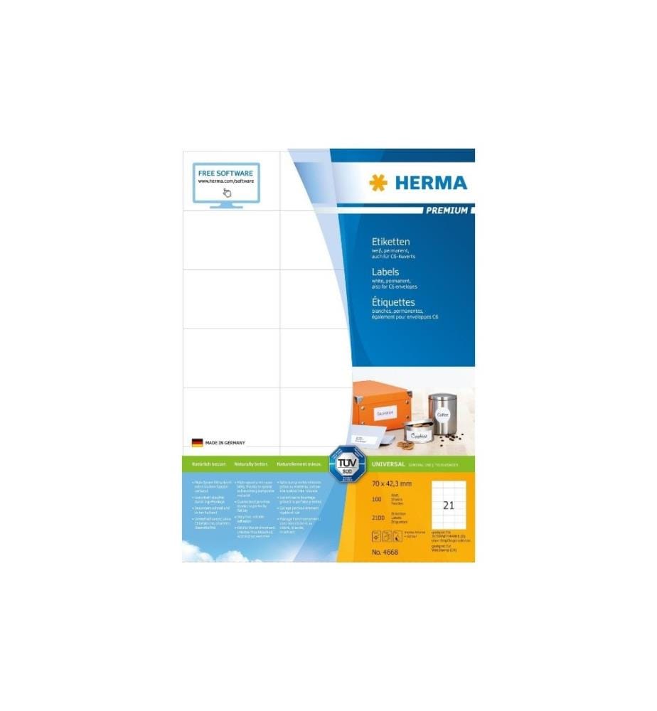 HERMA - Étiquettes universelles Premium 4668 70 x 42.3 mm, 100 Blatt
