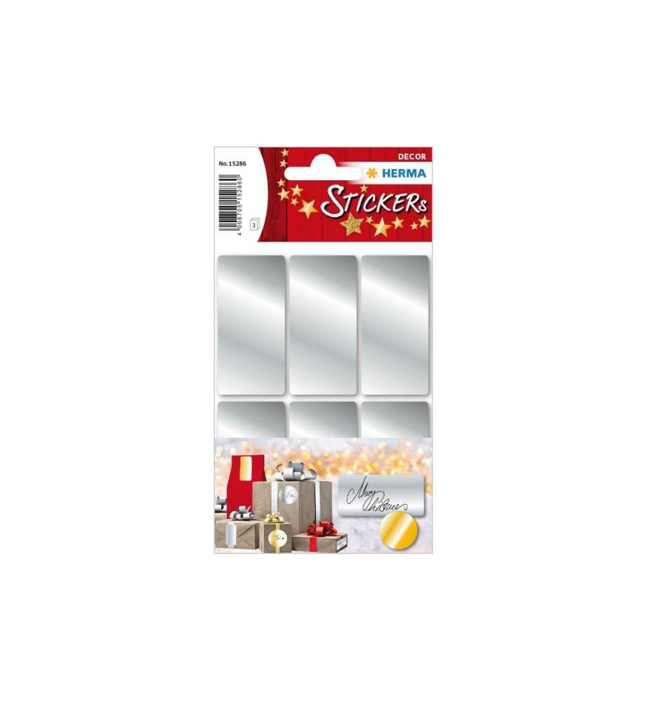 HERMA - Stickers Weihnachtssticker 2.6 cm x 5.4 cm 3 Blatt à 6 Sticker, Silb.