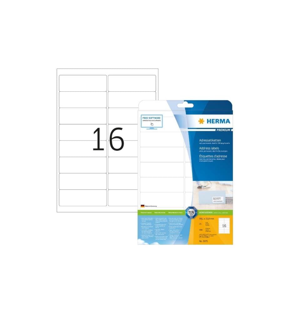 HERMA - Adressetiketten Premium 5075 99.1 x 33.8 mm, 400 Etiketten