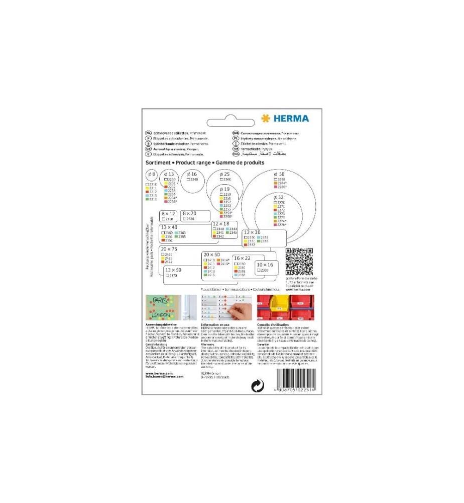 HERMA - Vielzweck-Etiketten 2251 Gelb Ø 19 mm, 32 Blatt