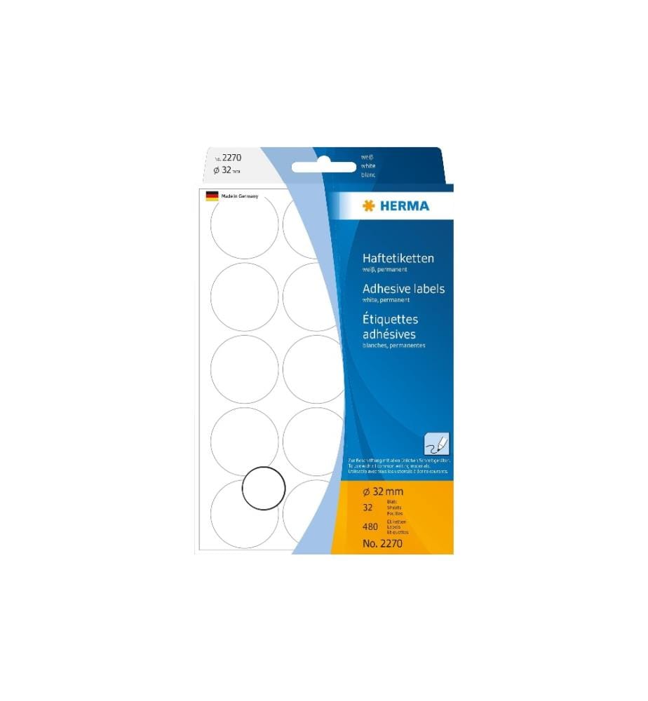 HERMA - Étiquettes multi-usage 2270 blanc Ø 32 mm, 32 Blatt