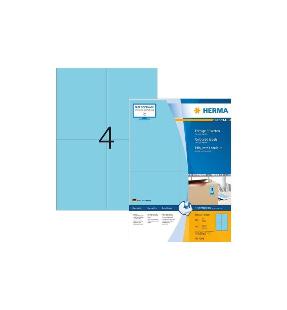 HERMA - Universal-Etiketten 105 x 148 mm Blau, 400 Etiketten