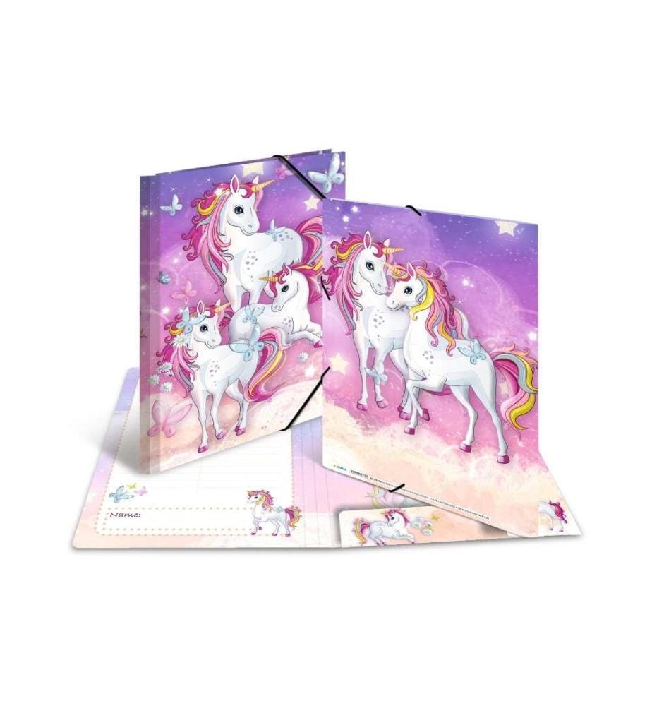 HERMA - Gummibandmappe Einhorn A4, Mehrfarbig/Rosa