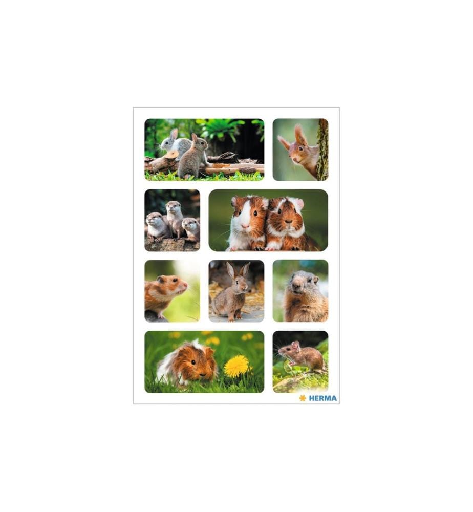 HERMA - Stickers Motivsticker Nagetiere 3 Blatt à 30 Sticker Mehrfarbig