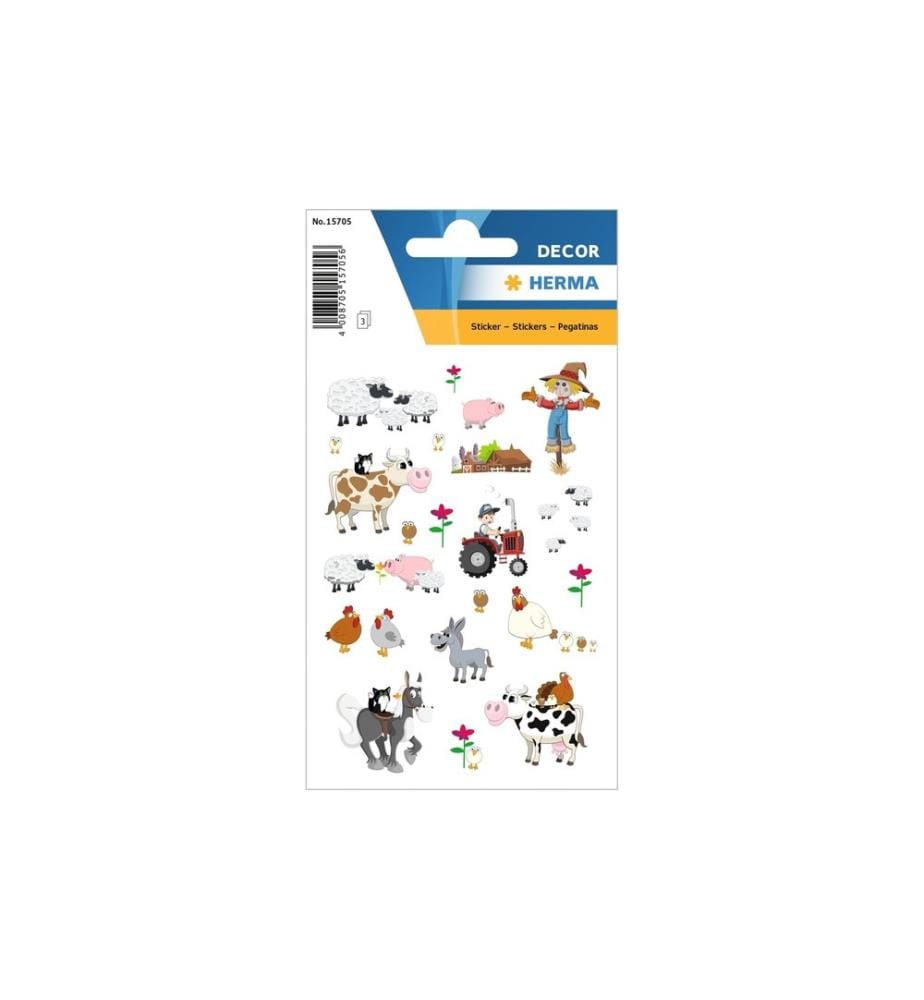 HERMA - Stickers Motivsticker Kleine Farm 3 Blatt à 45 Sticker Mehrfarbig