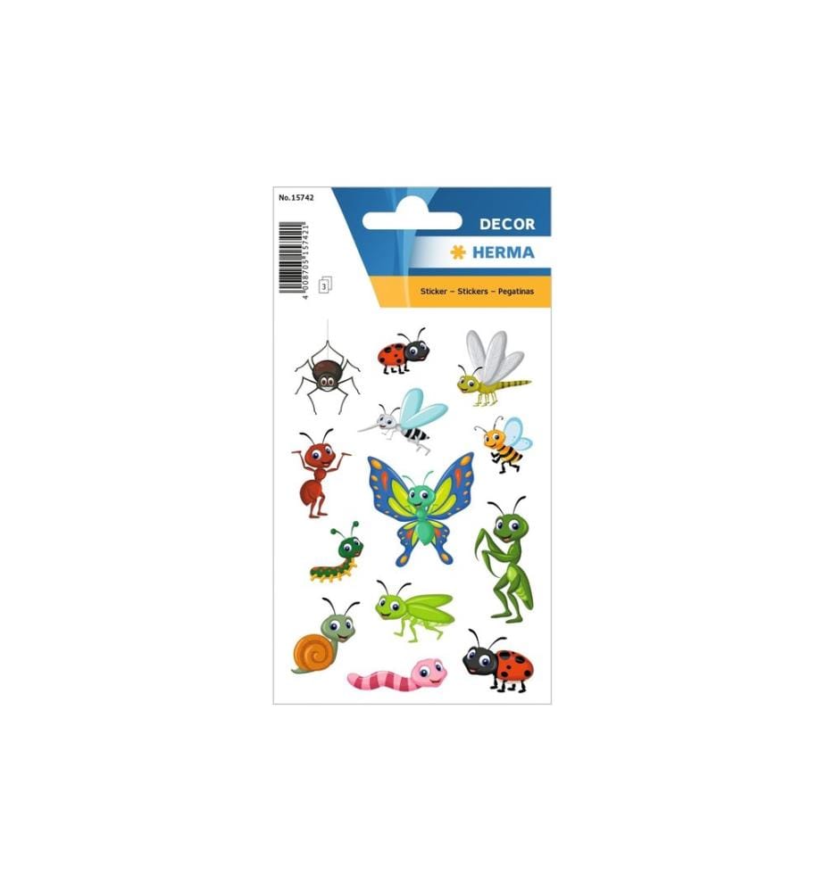 HERMA - Stickers Motivsticker Krabbeltiere 3 Blatt à 30 Sticker Mehrfarbig