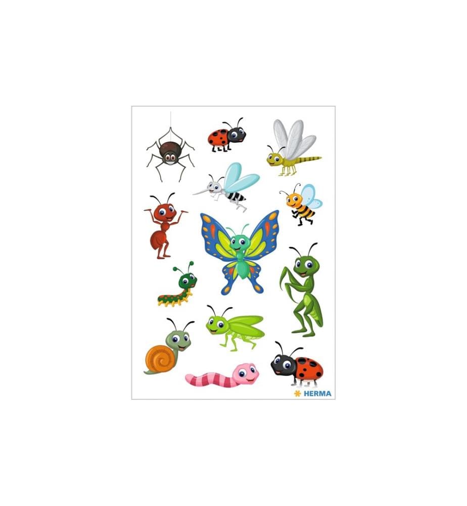 HERMA - Stickers Motivsticker Krabbeltiere 3 Blatt à 30 Sticker Mehrfarbig