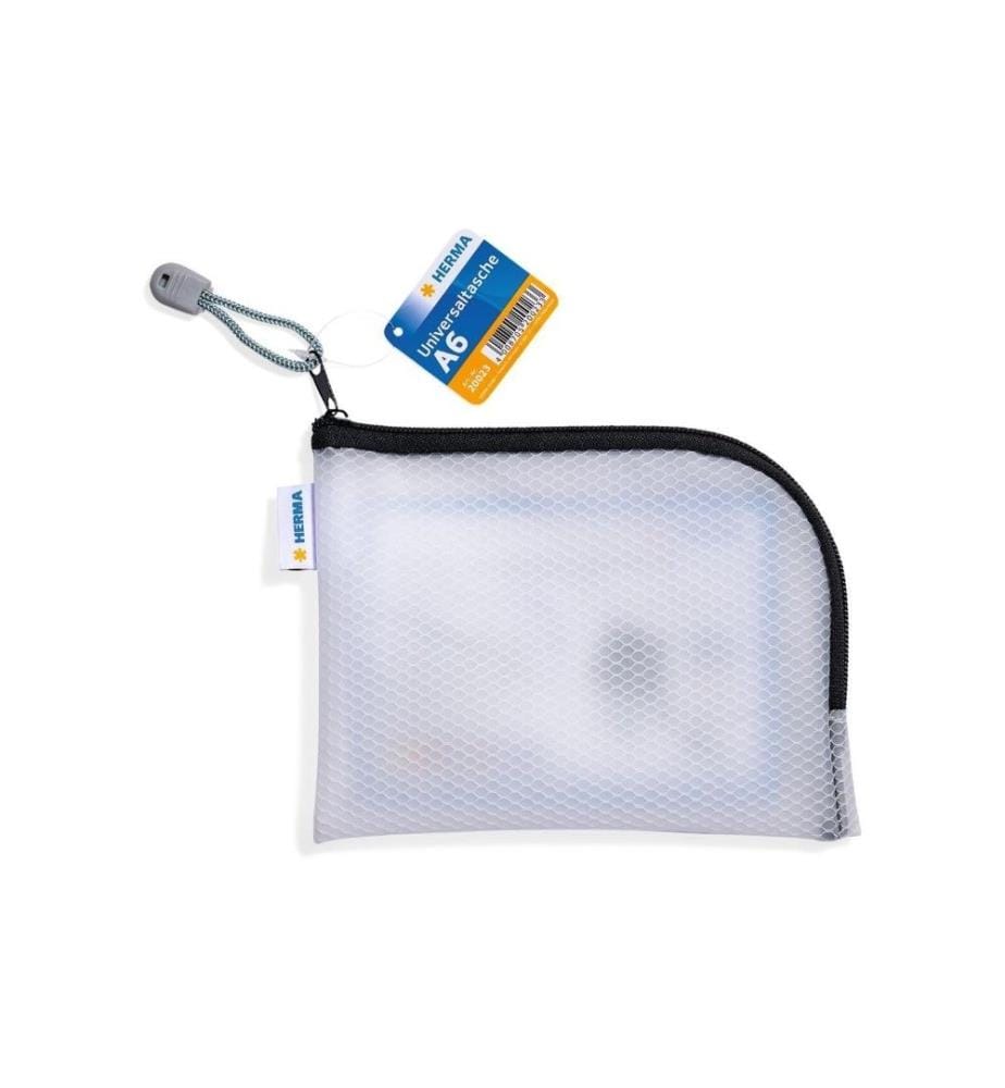 HERMA - Étui Mesh Bag A6, 10.5 x 14.8 cm, Noir/Blanc