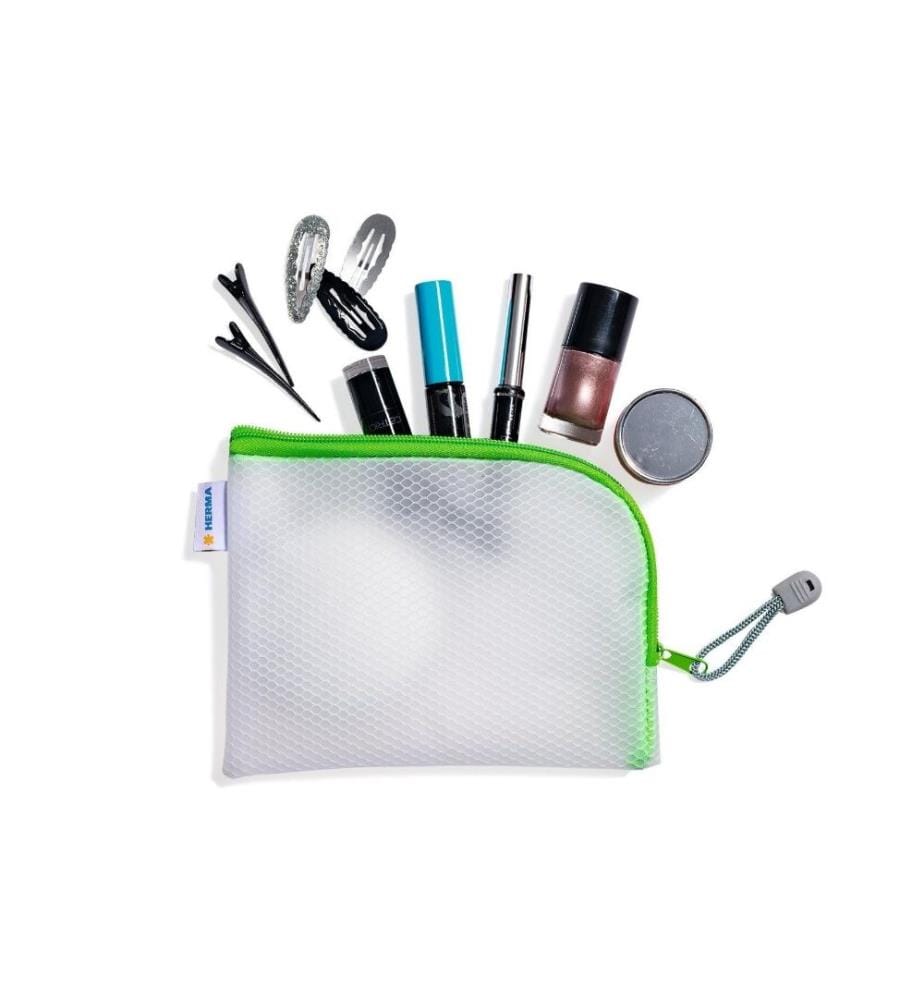 HERMA - Étui Mesh Bag A6, 10.5 x 14.8 cm, Vert/Blanc