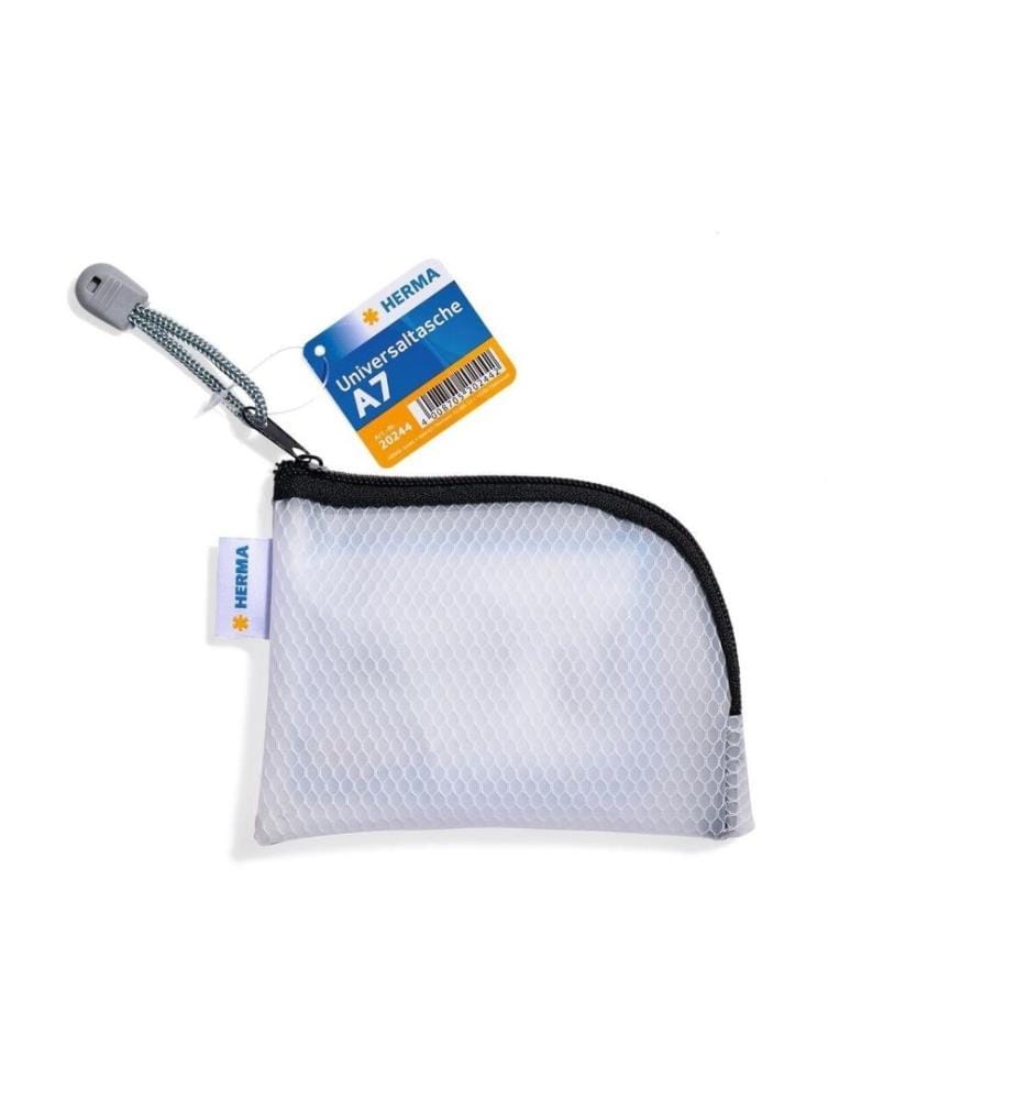 HERMA - Etui Mesh Bag A7, 7.4 x 10.5 cm, Schwarz/Weiss
