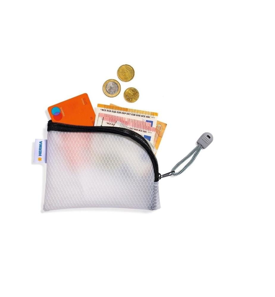 HERMA - Etui Mesh Bag A7, 7.4 x 10.5 cm, Schwarz/Weiss