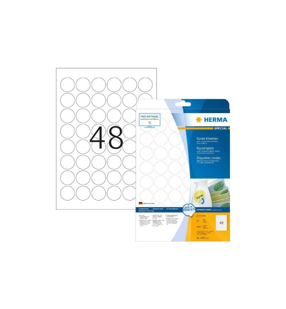 HERMA - Universal-Etiketten Ø 3 cm, 1200 Etiketten