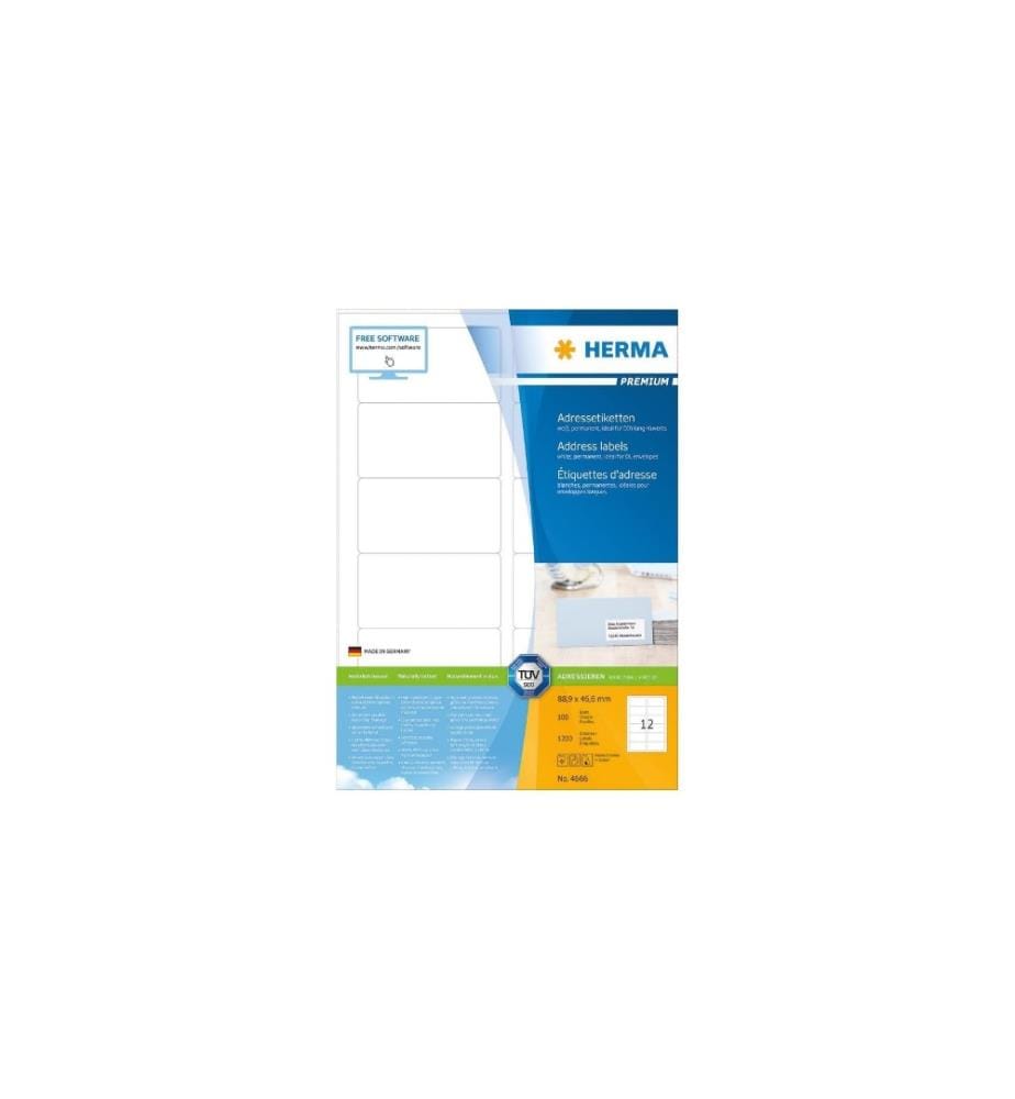 HERMA - Universal-Etiketten Premium, 8.89 x 4.66 cm, 1200 Etiketten