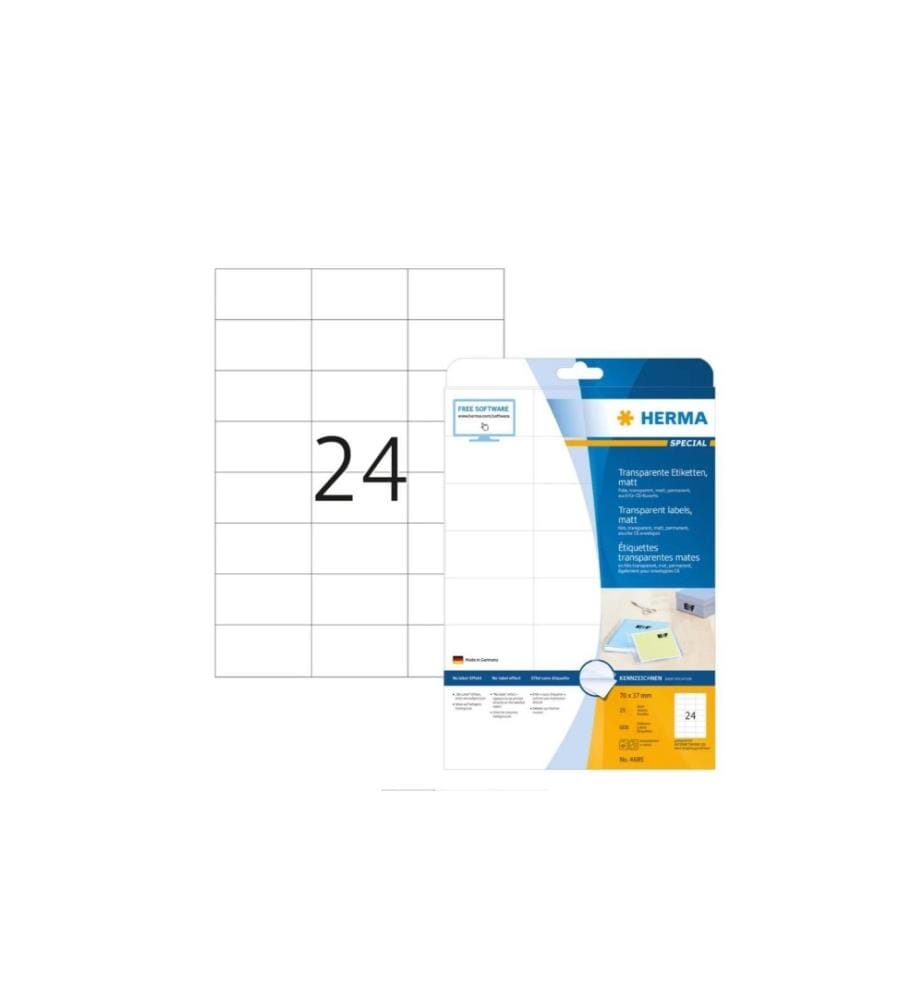 HERMA - Étiquettes multi-usage en film transparent 70 x 37 mm, 25 Blatt