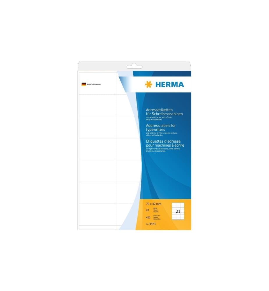 HERMA - Universal-Etiketten 70 x 42.3 mm, 20 Blatt
