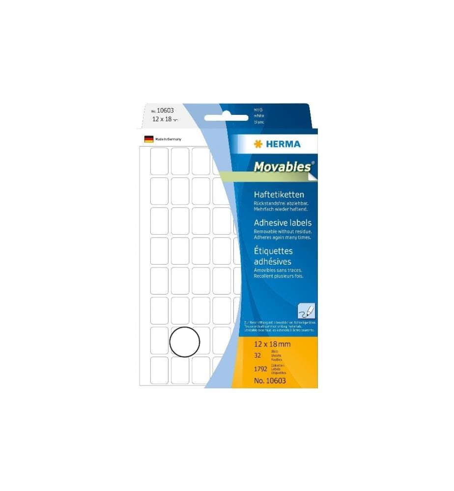 HERMA - Étiquettes multi-usage 12 x 18 mm, 32 feuille