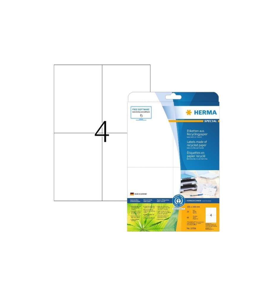 HERMA - Universal-Etiketten 105 x 148 mm, 20 Blatt