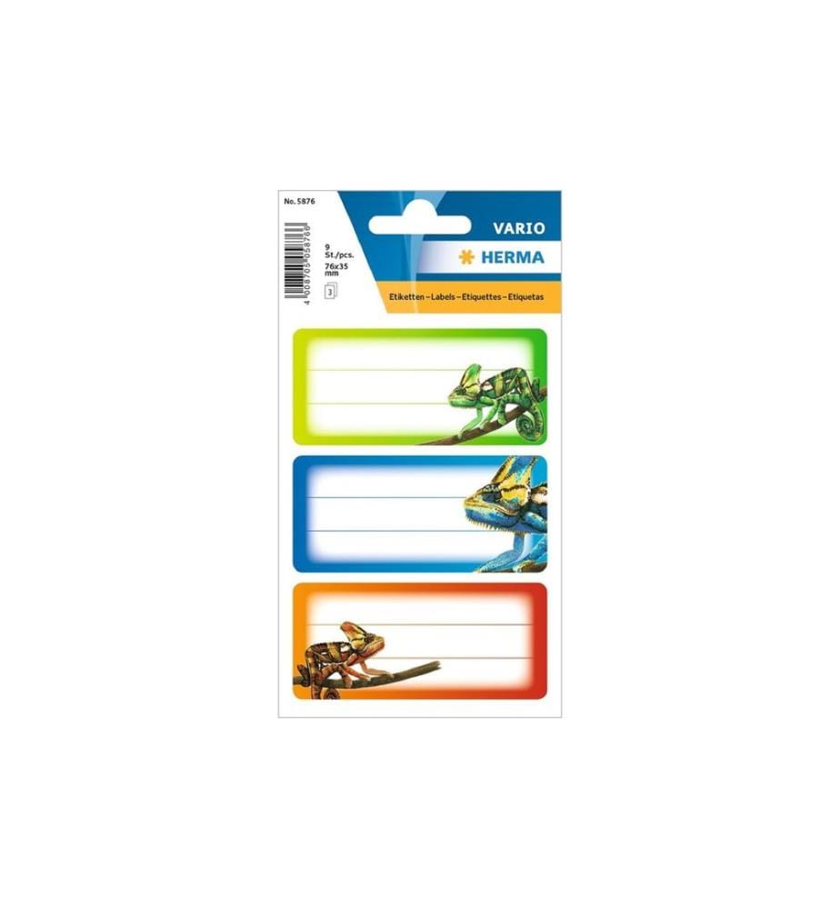 HERMA - Stickers Étiquettes scolaires Gecko 9 étiquettes, 3 feuilles