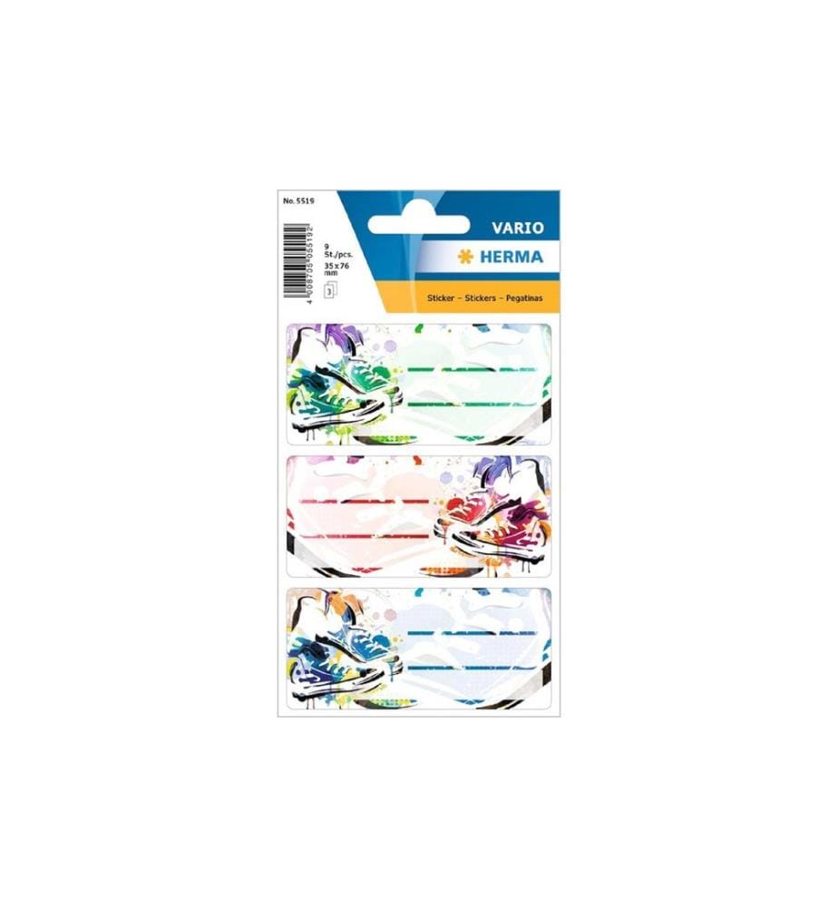 HERMA - Stickers Étiquettes scolaires Chucks 9 étiquettes, 3 feuilles