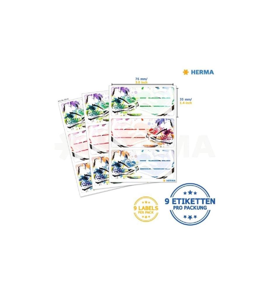 HERMA - Stickers Étiquettes scolaires Chucks 9 étiquettes, 3 feuilles