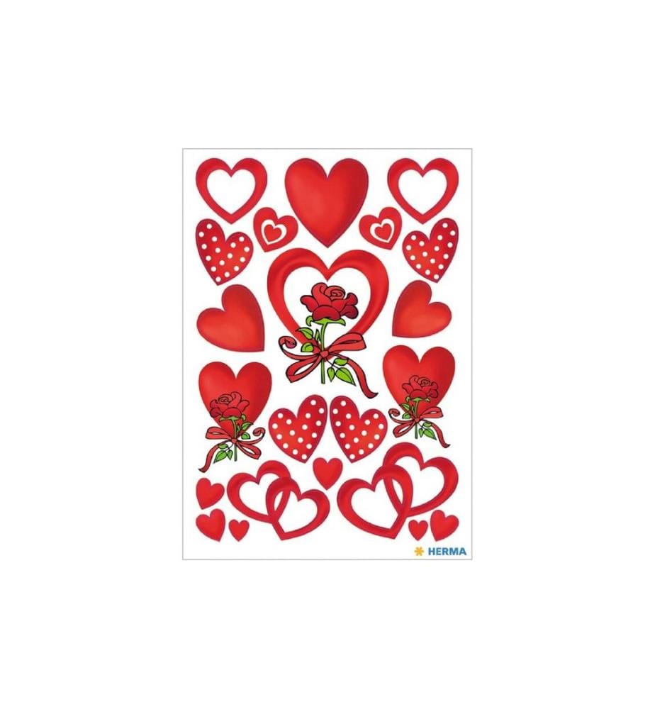 HERMA - Stickers Motivsticker Herzen und Rosen, 3 Blatt