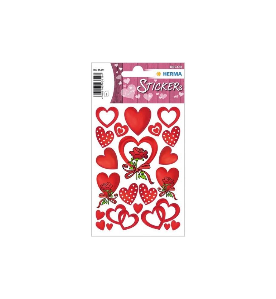 HERMA - Stickers Motivsticker Herzen und Rosen, 3 Blatt