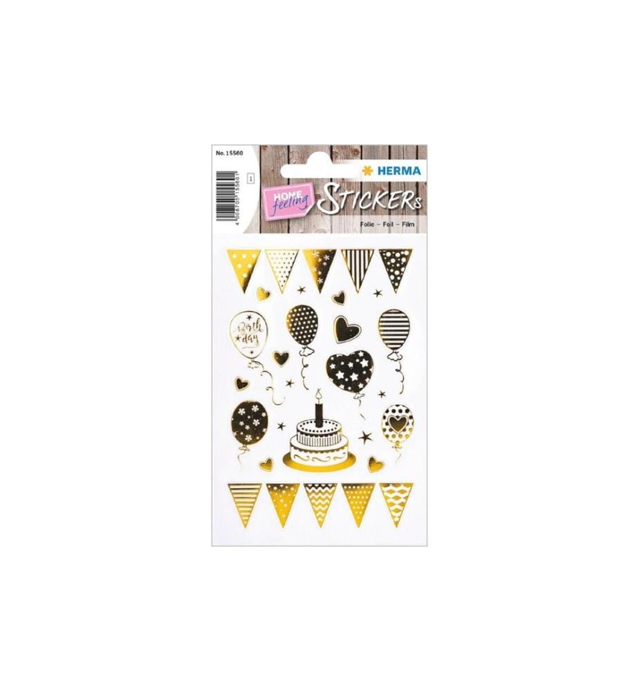 HERMA - Stickers Motivsticker Birthday Party Goldfolie, 1 Blatt