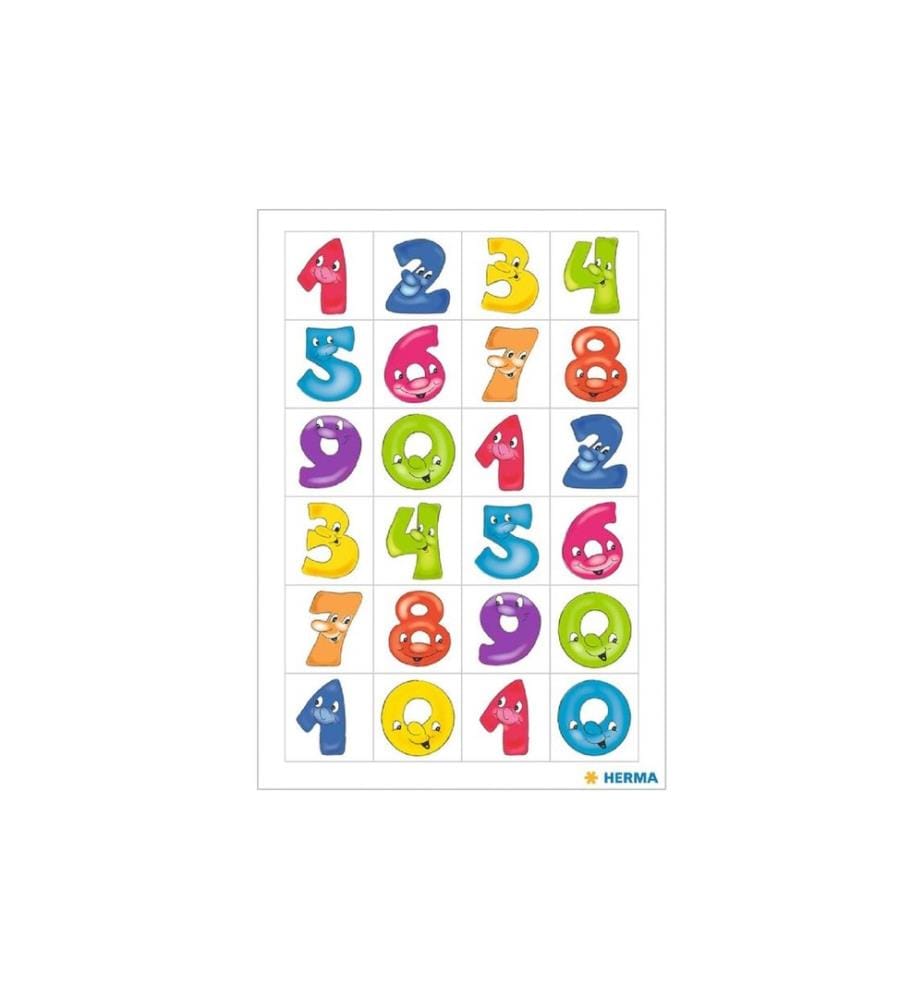 HERMA - Stickers Autocollants de numéros Chiffres amusants de 0 à 9, 20 x 50, 2 feuilles